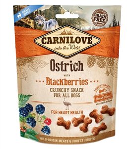 CARNILOVE CRUNCHY SNACK STRUISVOGEL / ZWARTE BES 200 GR