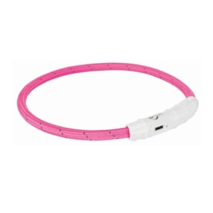 TRIXIE LICHTGEVENDE HALSBAND HOND FLASH USB TPU / NYLON ROZE 35X0,7 CM XS