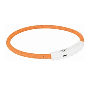 TRIXIE LICHTGEVENDE HALSBAND HOND FLASH USB TPU / NYLON ROZE 35X0,7 CM XS